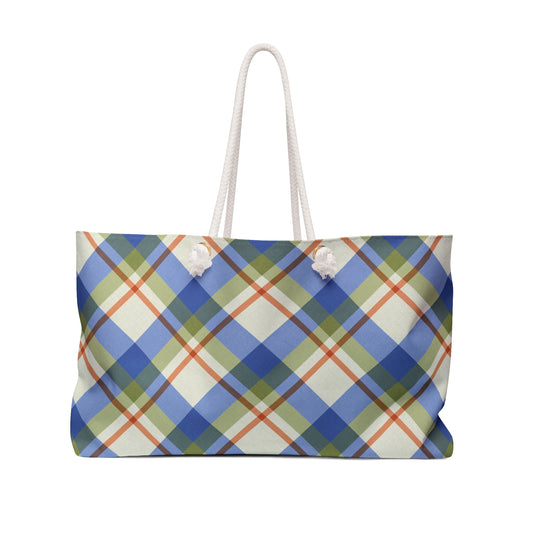 Tropical Plaid Weekender Bag - Stylish Travel Tote, Overnight Bag, Beach Bag, Weekend Getaway Essentials, Gift for Travelers