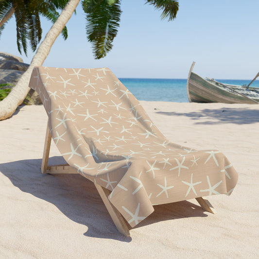 Relaxing Beach Towel - Starfish Design on Coral Background, Coastal Cottage, Ocean Vibes Towel, Summer Accessories, Perfect for Beach Trips, Pool Days, Gifts for Beach Lovers