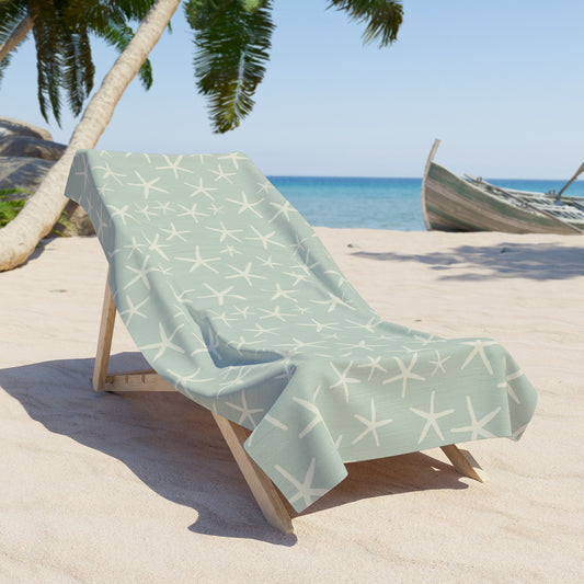 Relaxing Beach Towel - Starfish Design on Seafoam Green Background, Coastal Cottage, Ocean Vibes Towel, Summer Accessories, Perfect for Beach Trips, Pool Days, Gifts for Beach Lovers